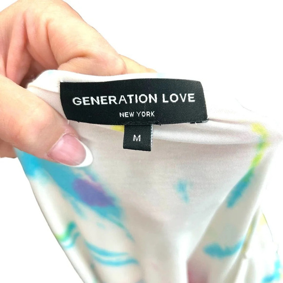 Generation Love Odessa Tie-Dye Puff-Sleeve T-Shirt White‎ Size Medium - Picture 5 of 7